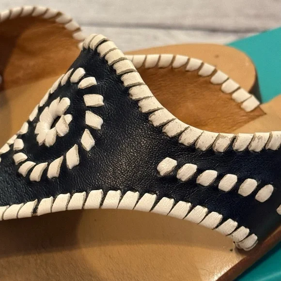 Jack Rogers Black and White Thong Sandals - Picture 4 of 9